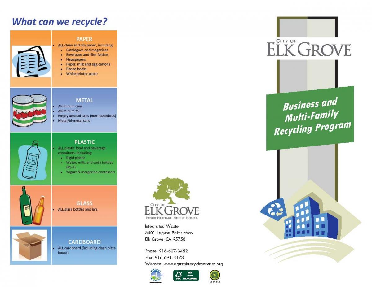 elk grove brochures and materials for two new commercial recycling