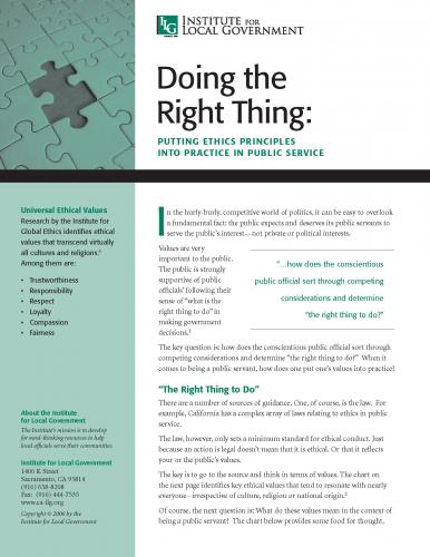 Doing the Right Thing: Putting Ethics Principles into Practice in Public Service