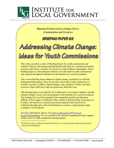 Briefing Paper #2- Addressing Climate Change: Ideas for Youth Commissions