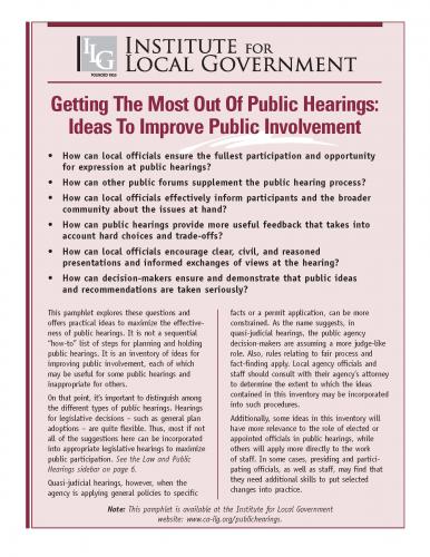 Image of Getting the Most Out of Public Hearings: Ideas to Improve Public Involvement