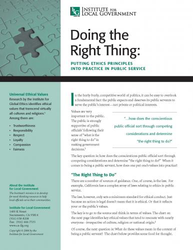 Image of Doing the Right Thing: Putting Ethics Principles into Practice in Public Service