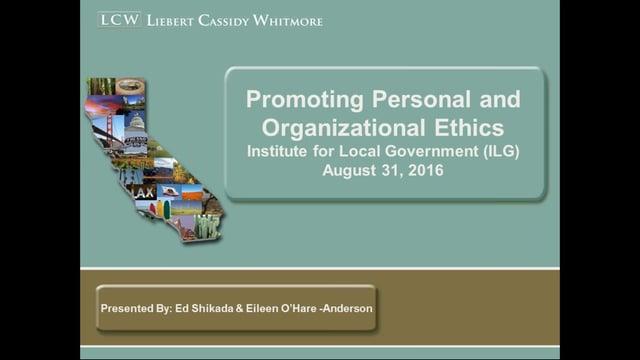 Promoting Personal and Organizational Ethics