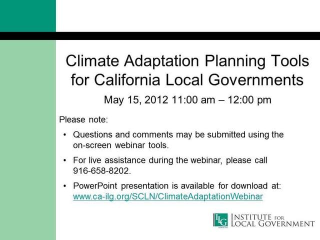 Climate Adaptation Planning Tools for California Local Governments