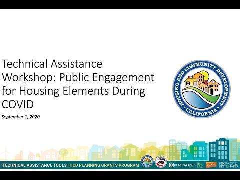 Technical Assistance Workshop: Public Engagement for Housing Elements During COVID