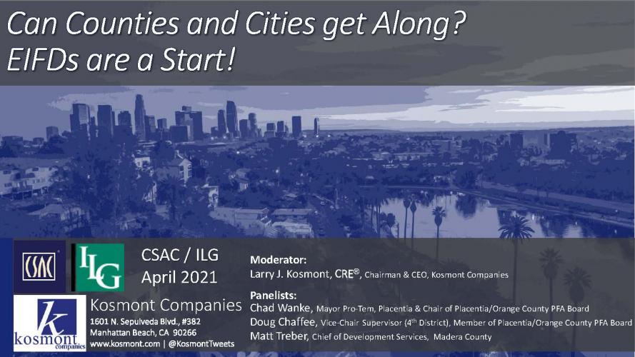 Can Counties and Cities get Along? EIFDs are a Start 