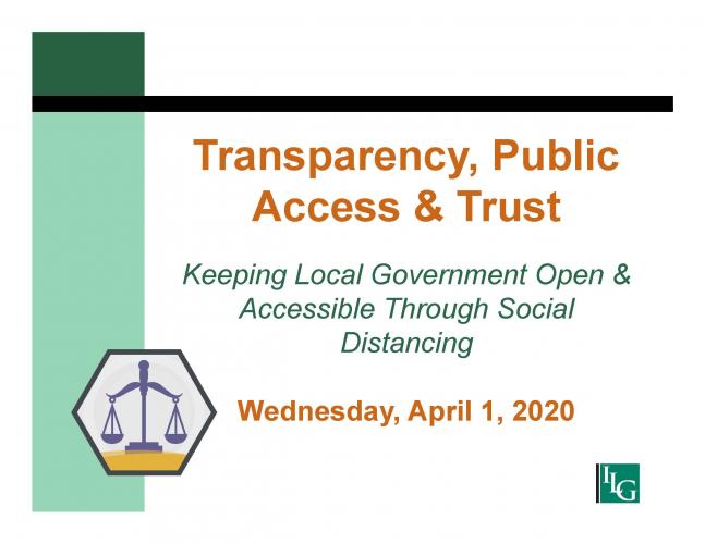 Transparency, Public Access & Trust: