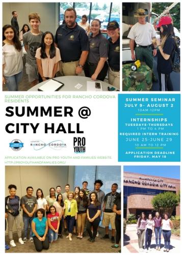 Flyer for Rancho Cordova Summer at City Hall